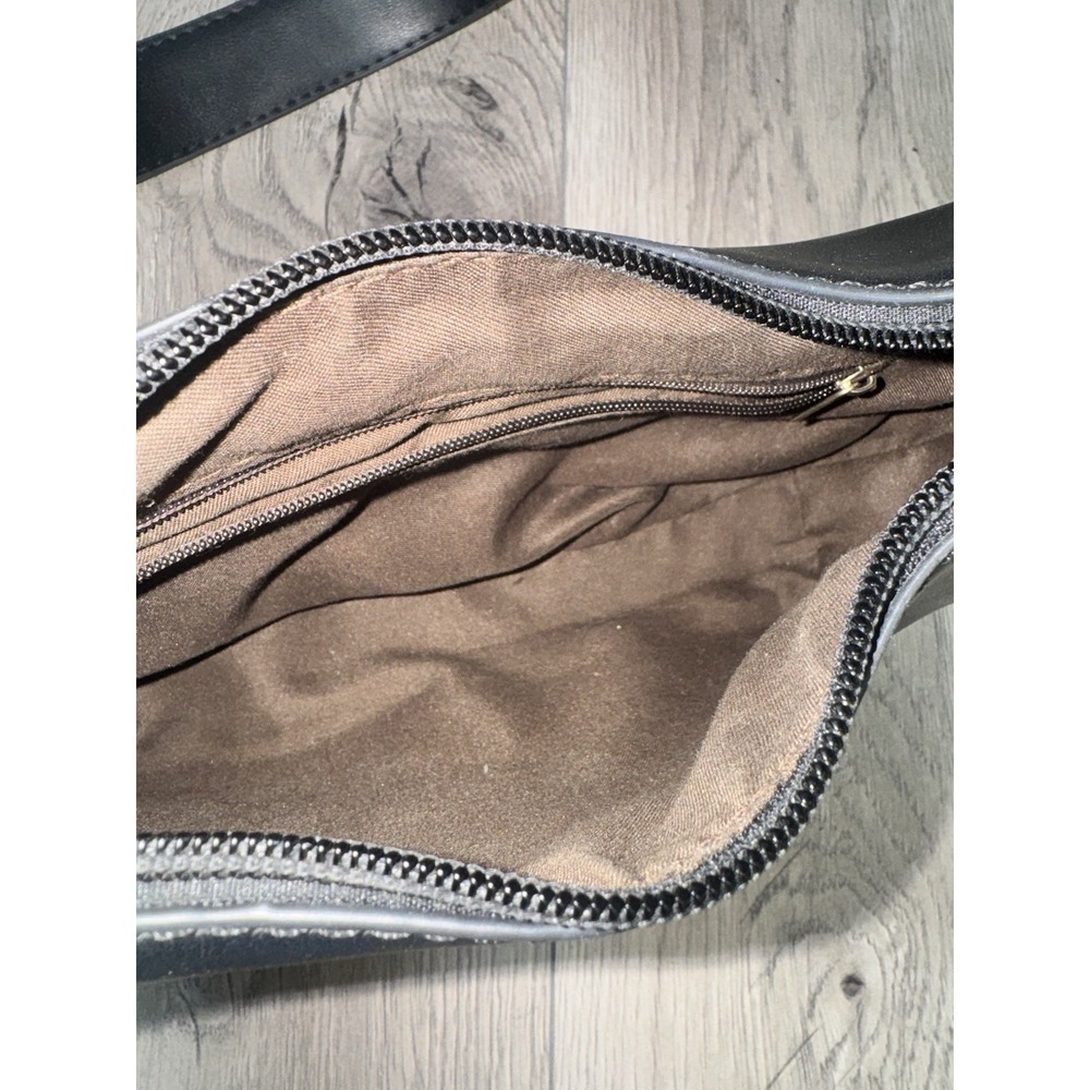 Shoulder Bag Black Purse Crossbody Hand bag Vegan Leather Black - Picture 7 of 8